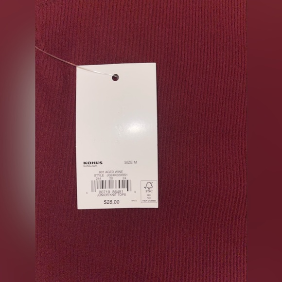 SO® Cozy Mockneck Top- Aged Wine- Size Medium - Picture 8 of 8